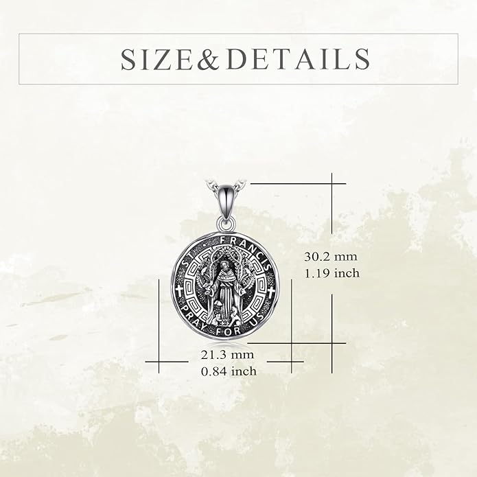 YFN Patron Saint Necklace Sterling Silver Amulet Medal Pendant Religious Protector Jewelry Gifts for Women Men