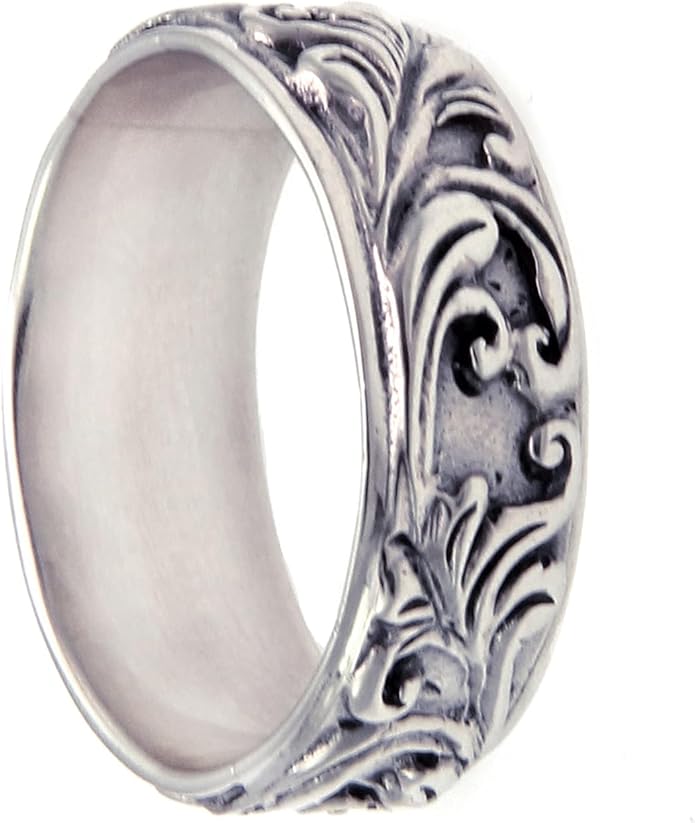 NOVICA Artisan Handmade Sterling Silver Band Ring Leaf Tree No Stone Indonesia [band Width 8 mm W] 'Flourishing Foliage'