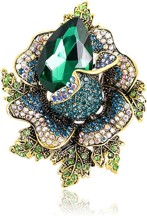 Rhinestone Flower Brooch For Women Crystal Rose Flower Brooch Pin Big Size Rhinestone Crystal Flowers Broochs Stylish Rhinestone Rose Flowers Pin Elegant Clothing Hat Bag Accessories