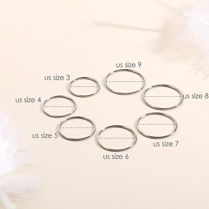 MILACOLATO 1mm Stainless Steel Stacking Rings for Women | Thin 14K Gold Plated Band Rings | Stackable Knuckle Rings Thumb Pinky Midi Rings | Comfort-Fit Size 3/4/5/6/7/8/9
