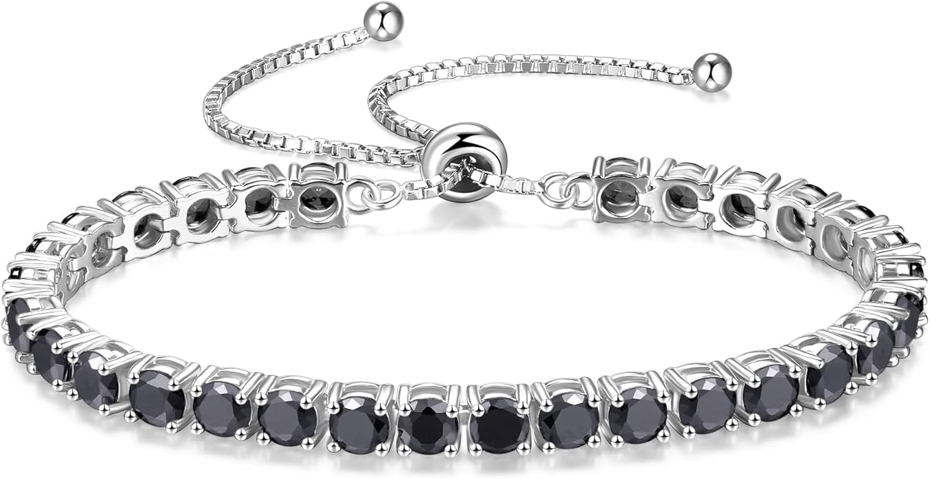 FANCIME Birthstone Bracelet Jewelry for Women Sterling Silver Tennis Bracelet Classic Bolo Adjustable Chain Fine Jewelry Anniversary Birthday Gifts for Women Mom Wife Her