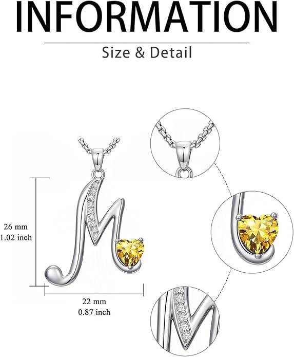Christmas Gifts for Women Alphabet A to Z Initial Birthstone Pendant Necklaces for Women - 18k White Gold Plated Personalized Name Jewelry Valentine Mothers Day Birthday Gifts for Women Her Girlfriend