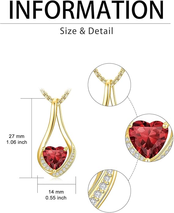 Birthstone Necklaces for Women,18k Yellow/White Gold Plated Forever Love Heart Infinity Pendant Necklace Anniversary Jewelry Christmas Birthday Gifts for Women Her Wife Girlfriend