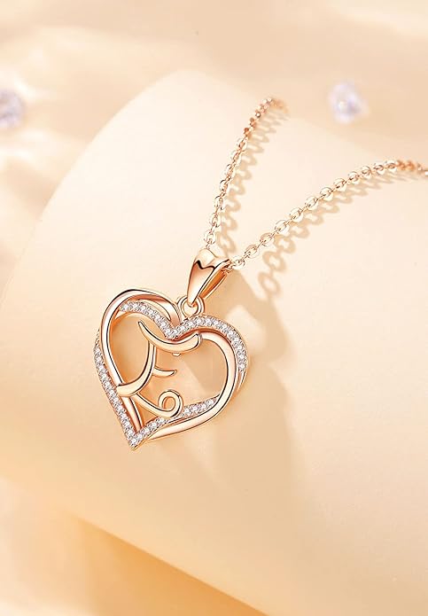 INFUSEU Unique Initial Necklaces for Women Girls Small Heart Letter Jewelry, Meaningful Personalized Gifts