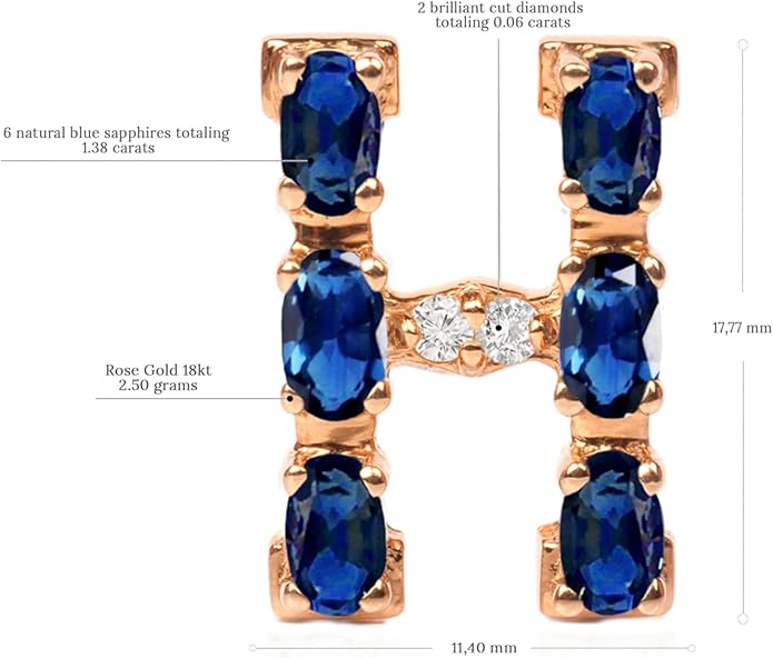 Albert Hern Blue Sapphire Initial Necklace With Diamonds & 18K Gold Chain | Irresistible Letter Pendants Jewelry | Perfect Valentine’s Day, Anniversary & Birthday Gift