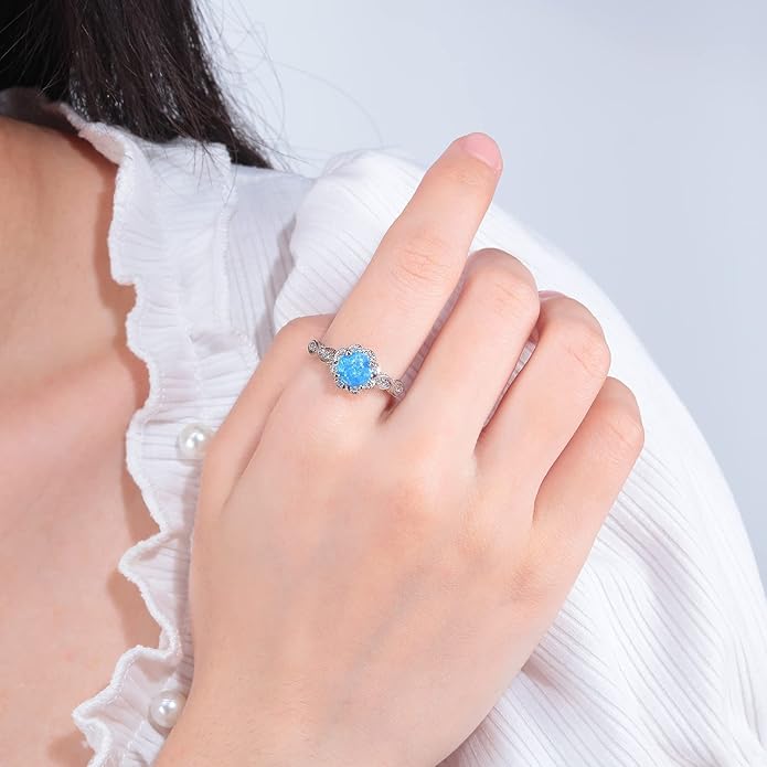 CiNily 18K Gold Plated Opal Ring-White Fire Opal & Amethyst & Cubic Zirconia Women Jewelry Gemstone Engagement Anniversary Ring Size 5-13