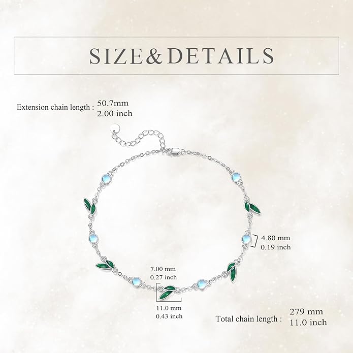 CRMAD 925 Sterling Silver Daisy/Sunflower Moonstone Anklet Daisy Flower Ankle Bracelet for Women Beach Dainty Jewelry