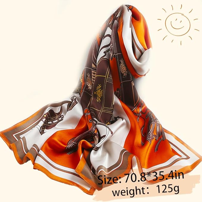 Clysoru Silk Scarf For Women Hair Scarves Lightweight Satin Elegant Shawl Wraps Bufanda Mujer Fashion Accessories 70.8"X35.4"