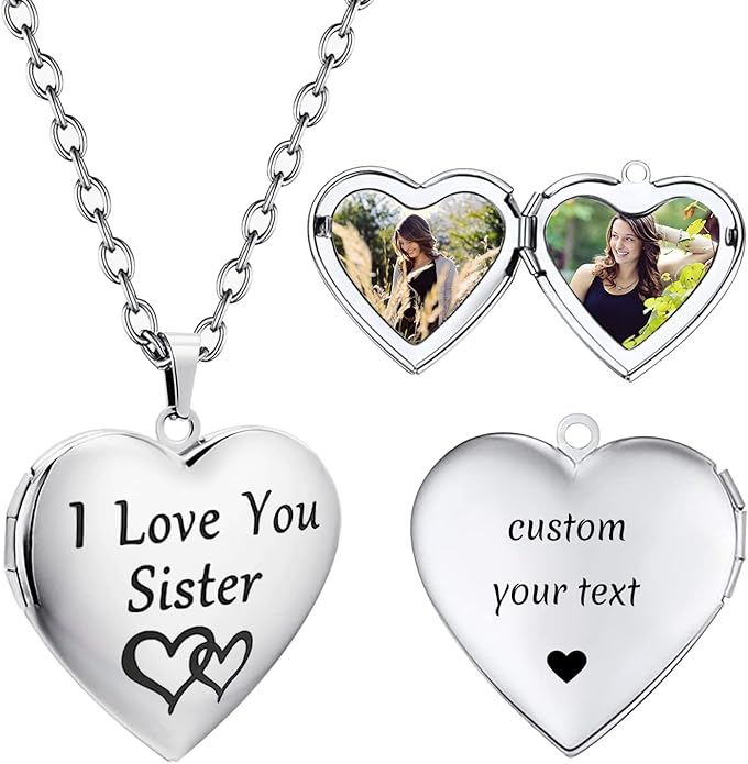 PHOCKSIN Personalized Locket Necklace for Women Photo Necklace with Customized Picture Birth Flower Birthstone New Years Gifts for Women