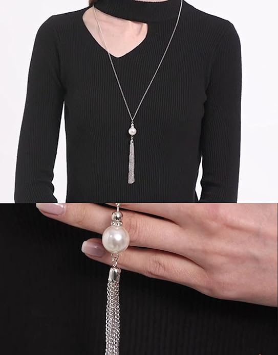 10Pcs Long Pendant Necklace Simple Moon Bar Three Triangle Tassel Lock Sweater Y Shape Punk Chain Choker Necklace for Women Men Gold Silver Plated