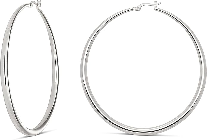MILLA 14K Gold Hoop Earrings For Women, Silver Hoop Earrings & Rose Gold Earrings with Graduated Curvature