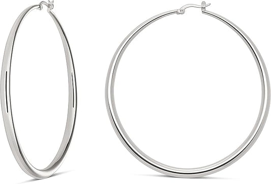 MILLA 14K Gold Hoop Earrings For Women, Silver Hoop Earrings & Rose Gold Earrings with Graduated Curvature