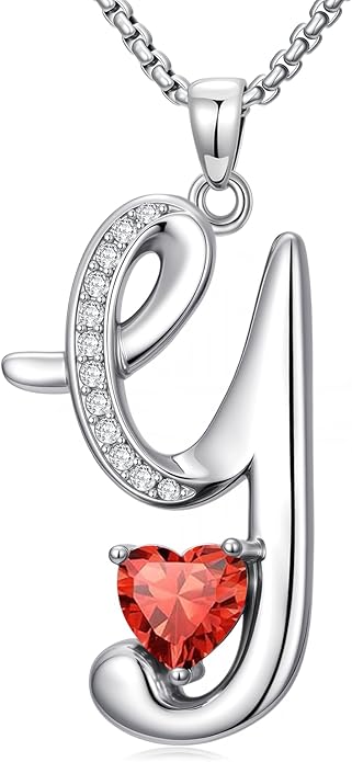 Christmas Gifts for Women Alphabet A to Z Initial Birthstone Pendant Necklaces for Women - 18k White Gold Plated Personalized Name Jewelry Valentine Mothers Day Birthday Gifts for Women Her Girlfriend