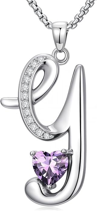 Christmas Gifts for Women Alphabet A to Z Initial Birthstone Pendant Necklaces for Women - 18k White Gold Plated Personalized Name Jewelry Valentine Mothers Day Birthday Gifts for Women Her Girlfriend