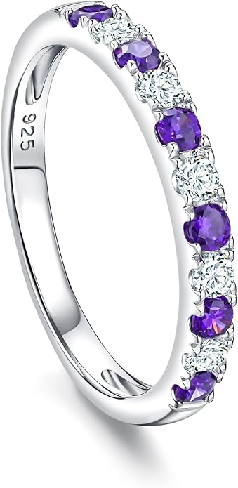 CAIDIKA Created Ruby/Sapphire/Emerald Stackable Rings for Women 14K Gold Plated/ 925 Sterling Silver 2.2mm Wedding Band Ring (with Gift Box)