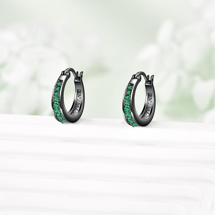 Sterling Silver Hoop Earrings Small Hoop Sun/Leaf/Triangle Huggie Earrings for Women Hypoallergenic