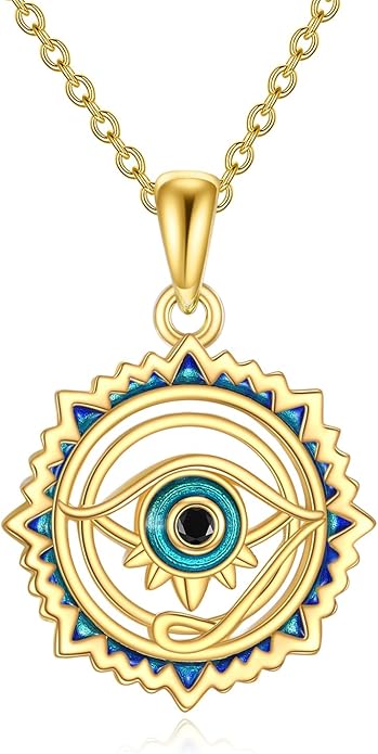 Evil Eye Necklace 925 Sterling Silver Evil Eye Pendant Necklace Greek Protection Jewelry Gifts Lucky Necklace for Women Men
