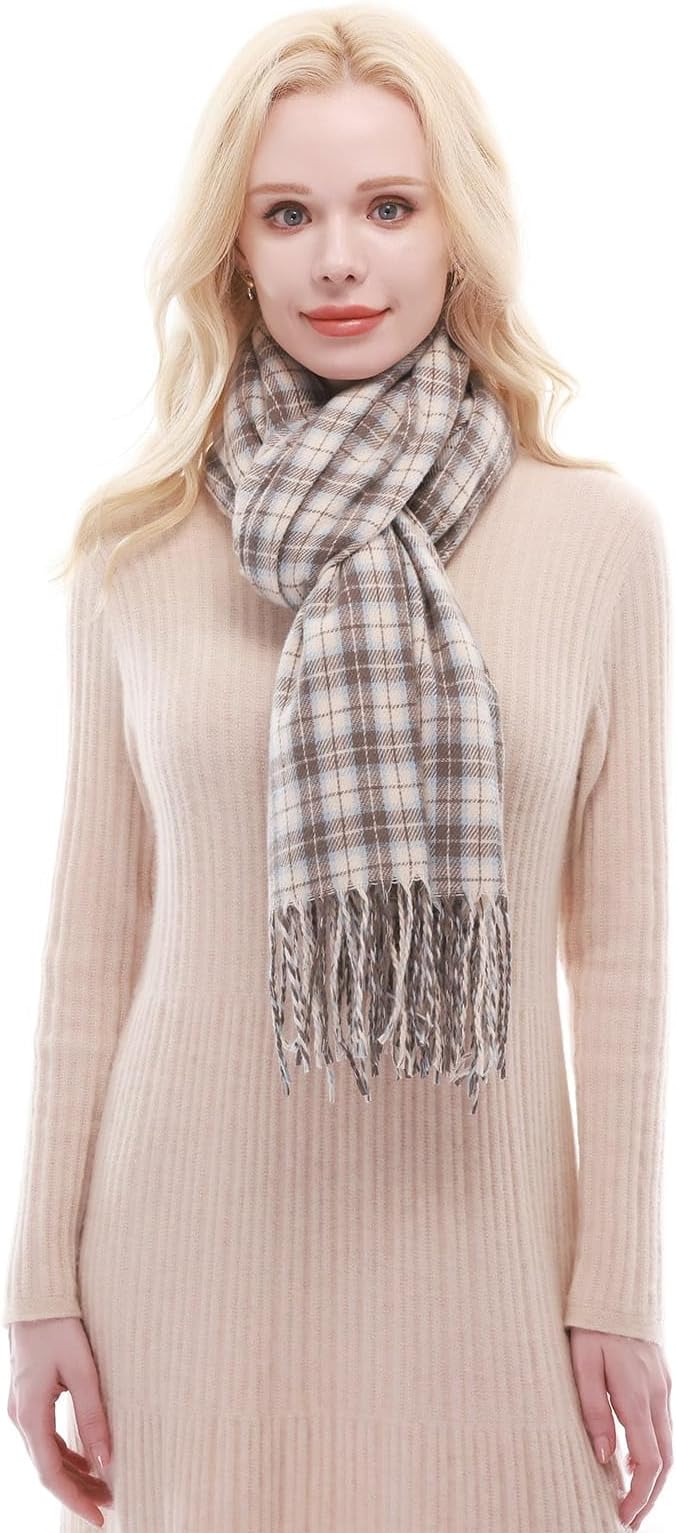 RIIQIICHY Plaid Scarf for Women Fall Winter Pashmina Scarves Wraps for Cold Weather Warm Large