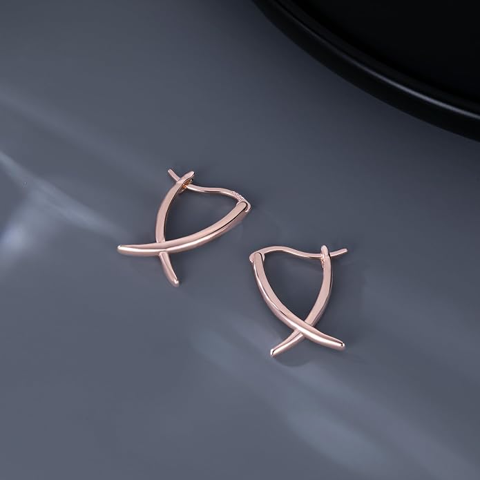 SLUYNZ 925 Sterling Silver X Hoop Earrings for Women Teens Minimalist Hoop Earrings Huggie