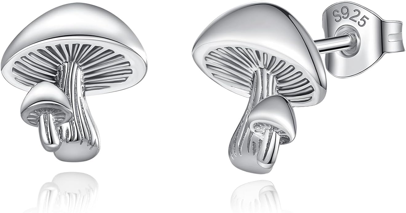 INFUSEU Sterling Silver Cute Stud Earrings Cat Frog Mushroom Bunny, Small Gifts for Women Teen Girls Animal Lovers