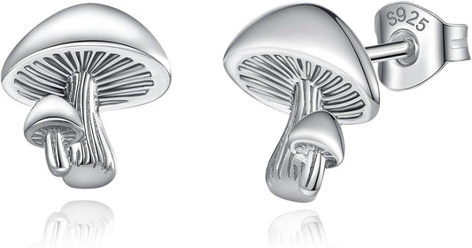 INFUSEU Sterling Silver Cute Stud Earrings Cat Frog Mushroom Bunny, Small Gifts for Women Teen Girls Animal Lovers