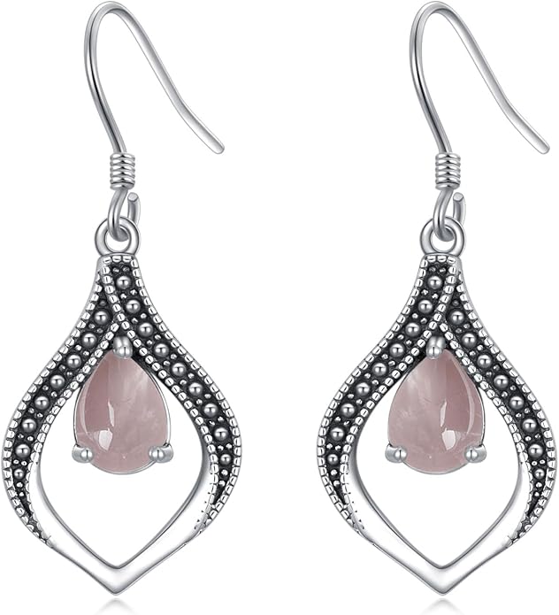 Vintage Genuine Gemstone Earrings for Women Dangling 925 Sterling Silver Western Native American Style Jewelry for Wife Mother