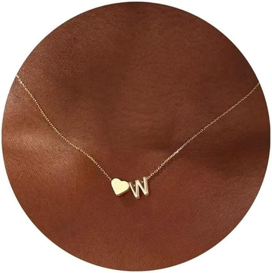 Turandoss Heart Initial Necklaces for Women - Dainty 18K Gold Plated Tiny Heart Initial A-Z Letter Pendant Necklace Birthday Gifts for Teen Girls Jewelry