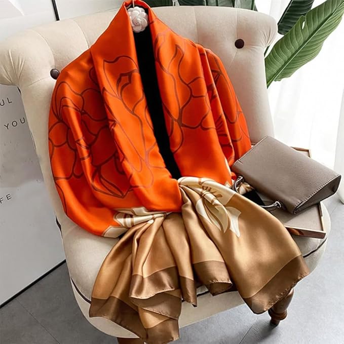 Clysoru Silk Scarf For Women Hair Scarves Lightweight Satin Elegant Shawl Wraps Bufanda Mujer Fashion Accessories 70.8"X35.4"