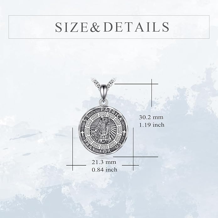 YFN Patron Saint Necklace Sterling Silver Amulet Medal Pendant Religious Protector Jewelry Gifts for Women Men