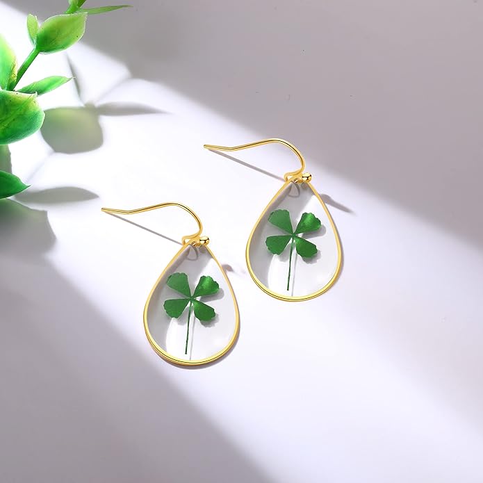 Forget-Me-Not and Queen Anne's Lace Pressed Wildflower Earrings | Pressed Flower Earrings | Handmade Drop and Dangle Earrings | Gift for Woman