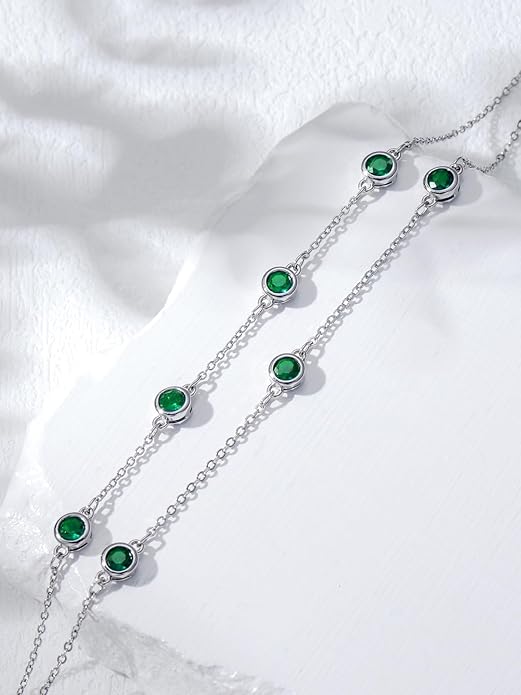 Dorunmo Birthstone Anklet Bracelets for Women 925 Sterling Silver Birthday Mother's Day Jewelry Gifts for Wife Mother Her