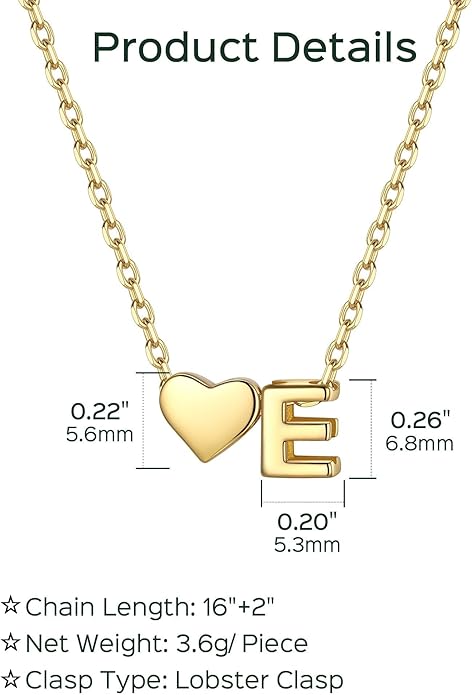 ChicSilver 925 Sterling Silver Heart Initial Necklaces for Women -Dainty Personalized Heart Pendant Letter Alphabet Necklace for Women
