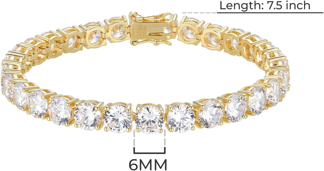 Amazon Essentials Plated Sterling Silver Round Cut Cubic Zirconia Tennis Bracelet