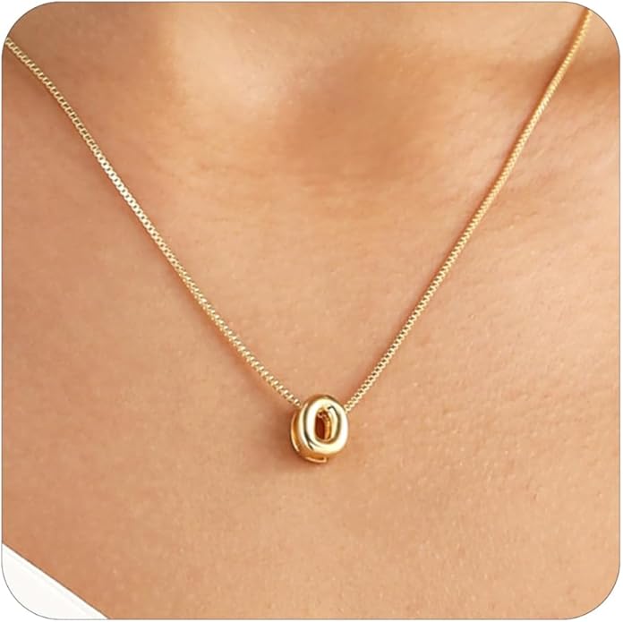 Bubble Gold Letter Necklace for Women, 14k Gold Plated Balloon Initial Necklace, Dainty Gold Necklace for Women, Personalized Bubble Pendant Name Necklace, Fashion Accessories Trendy Jewelry