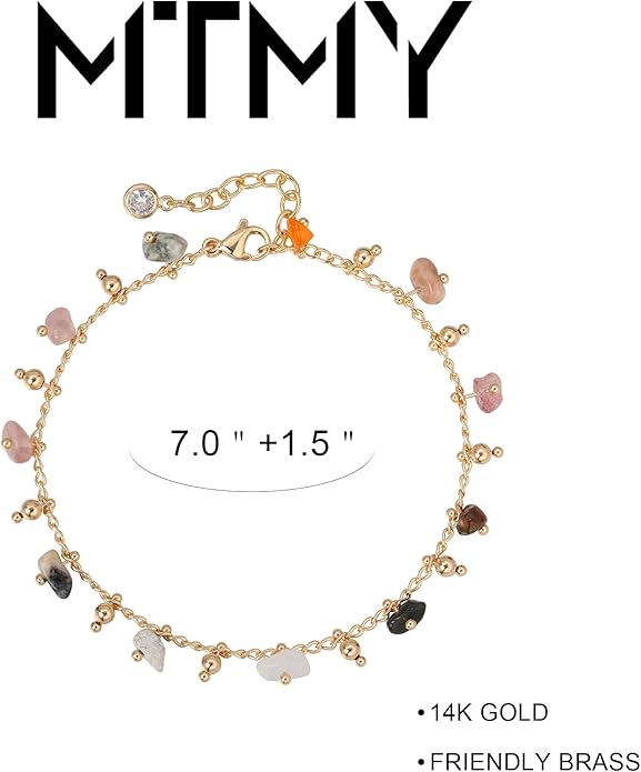 MTMY Gold Chain Bracelet for Women 14K Gold Plated Dainty Bracelets with Adjustable Chain Cute Bracelet Gold Trendy Jewelry