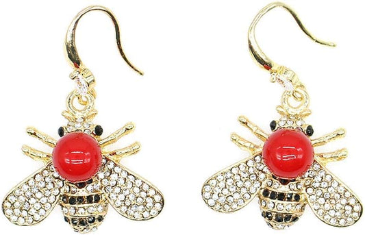 Honey Bee Brooches Crystal Insect Themed Bee Brooch Animal Fashion Shell Pearl Brooch Pin Gold Tone