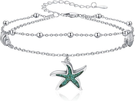 Anklet for Women 925 Sterling Silver Double Infinity Ankle Bracelet Waterproof Summer Jewelry Anniversary Birthday Gifts for Her