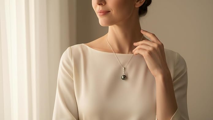 Tahitian Black Pearl Necklaces for Women - Anniversary, Birthday, Valentines Day Gifts for Wife, Girlfriend, Mom - Chaulri 925 Sterling Silver Genuine Real Pearl Jewelry - Regalo de Aniversario para Esposa - Collar de Perlas para Mujer