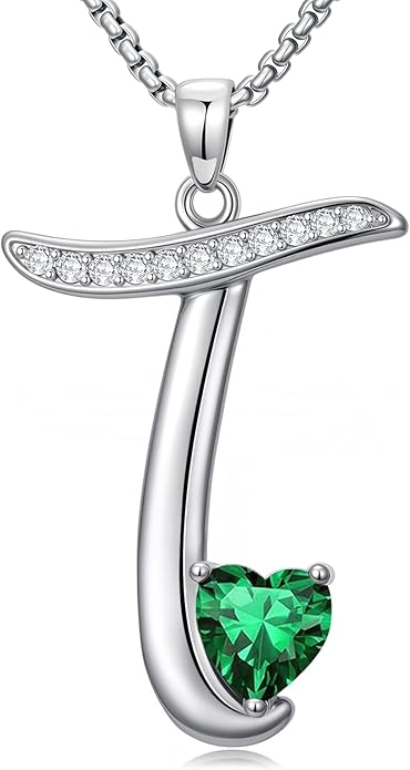 Christmas Gifts for Women Alphabet A to Z Initial Birthstone Pendant Necklaces for Women - 18k White Gold Plated Personalized Name Jewelry Valentine Mothers Day Birthday Gifts for Women Her Girlfriend