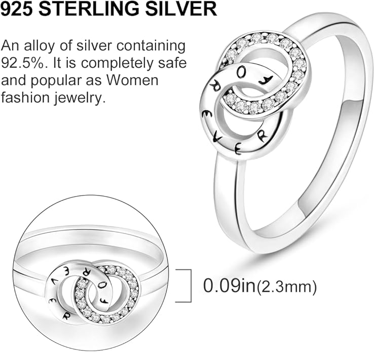 NARMO 925 Sterling Silver Rings for Women Evil Eyes Rings Entwined Line Cubic Zirconia Rings Simple Stackable Finger Rings Engagement Ring Personality Rings Size 6-9