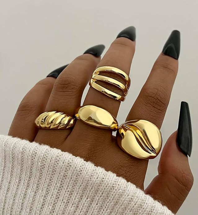 iF YOU 25 Pcs Gold Knuckle Ring Set for Women, Chunky Stackable Finger Midi Rings, Silver Simple Stacking Cute Rings Pack Trendy Stuff Jewelry Gift