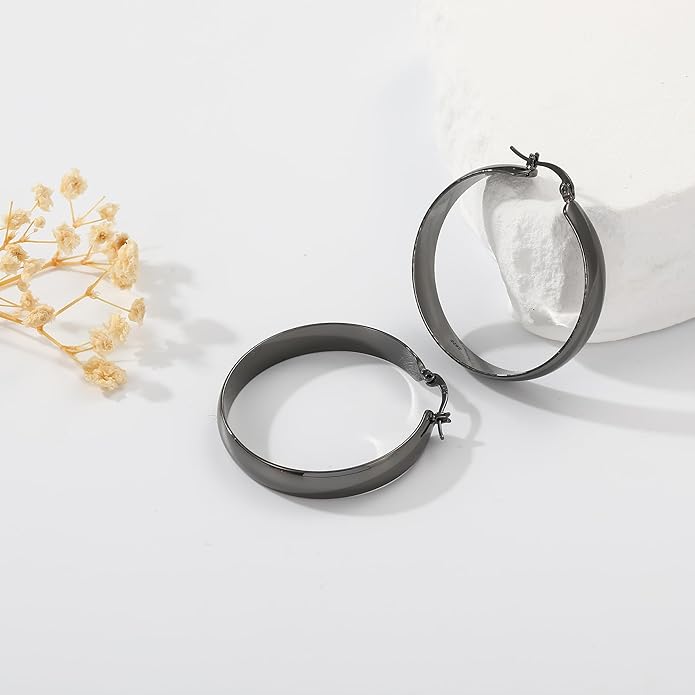 8mm Thick 925 Sterling Silver Hoops Earrings for Women 14K Real Gold Large Hoop Earrings Hypoallergenic and Lightweight Big Hoop Earrings for Women 20/30/40/50/60/70MM