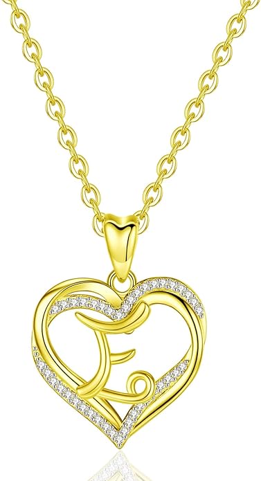 INFUSEU Unique Initial Necklaces for Women Girls Small Heart Letter Jewelry, Meaningful Personalized Gifts
