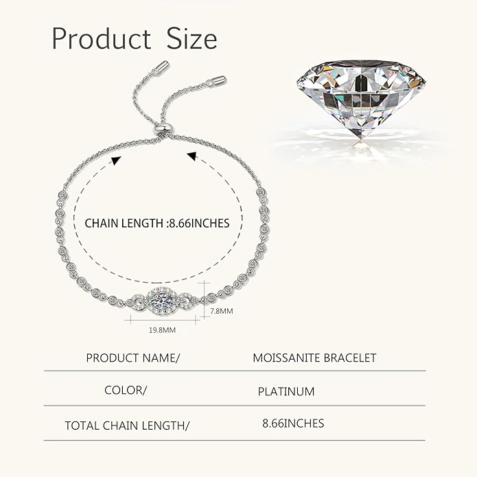 14K White Gold Over S925 Sterling Silver Oval Cut 0.5ct Sapphire Bracelet Adjustable with Sparkling D-color Diamond, Ideal Gift for Her at Special Occasion