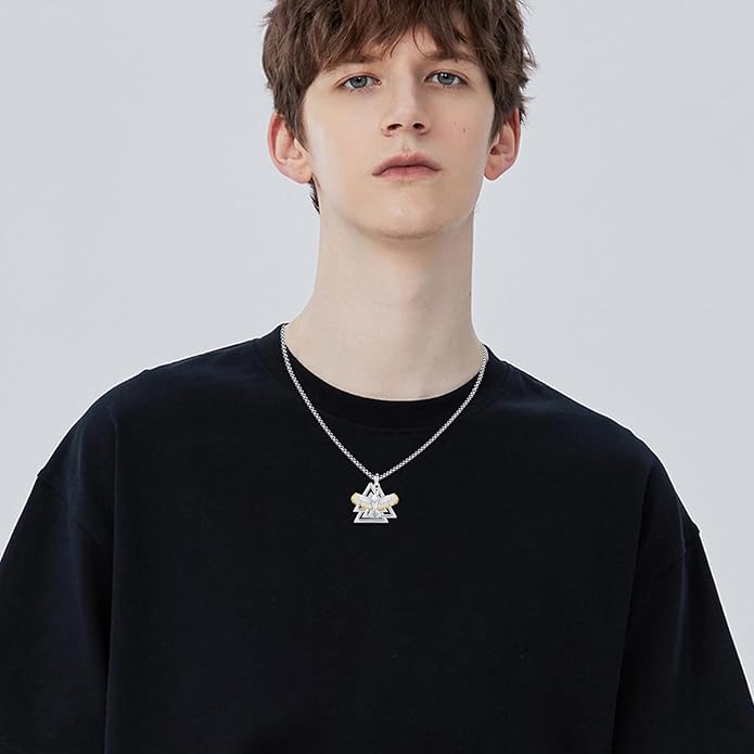 YueYuan Viking Necklace for Men 925 Sterling Silver Rune Amulet Pendant Nordic Necklace Viking Jewelry Gift for Father Husband Son