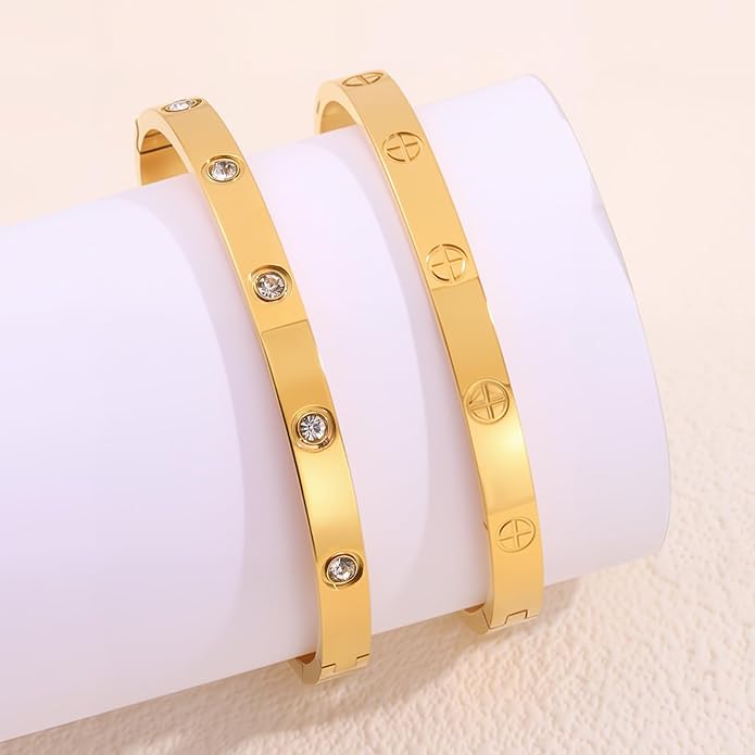 Silver Bangles for Women - Stainless Steel Love & Friendship Bracelet Set with Gift Box | Daily Wear & Party Jewelry