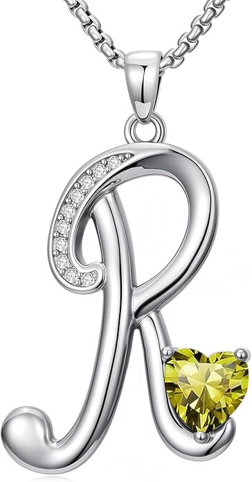 Christmas Gifts for Women Alphabet A to Z Initial Birthstone Pendant Necklaces for Women - 18k White Gold Plated Personalized Name Jewelry Valentine Mothers Day Birthday Gifts for Women Her Girlfriend