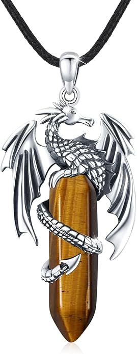 REDSUN 925 Sterling Silver Dragon Pendant Necklace Viking Dragon with Obsidian/Opal Protection Jewelry Gifts for Men Women Her Him Birthday Valentines Day Gifts