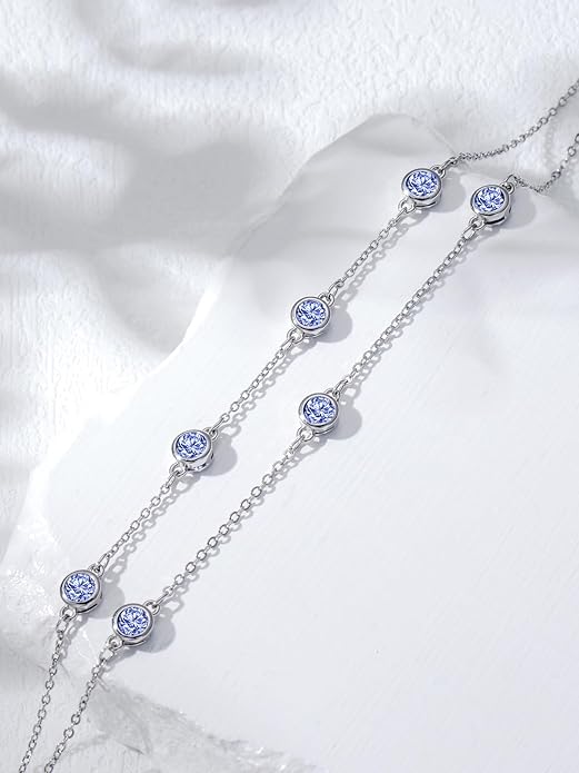 Dorunmo Birthstone Anklet Bracelets for Women 925 Sterling Silver Birthday Mother's Day Jewelry Gifts for Wife Mother Her