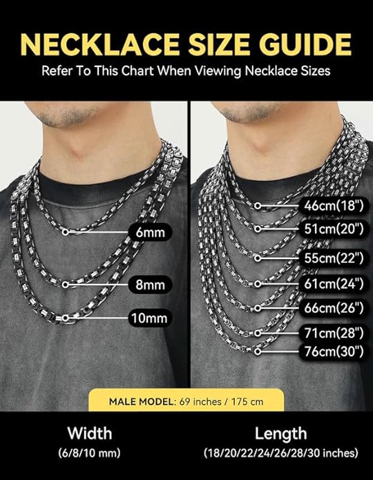 ChainsHouse Flat Byzantine Link Necklace for Men 6mm/8mm/10mm Width, 18K Gold Plated/Stainless Steel Black Byzantine Chain Necklaces, 18" 20" 22" 24" 26" 28" 30" Length, with Gift Box